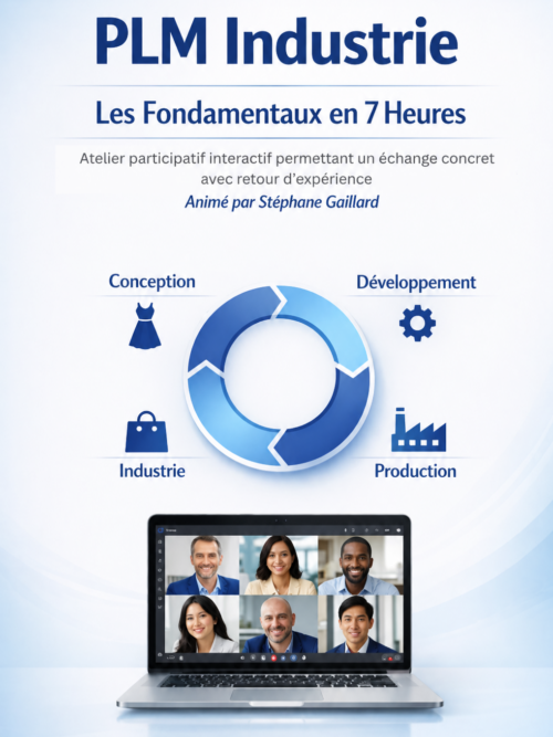 Image avec un ordinateur une roue montrant le fonctionnement du PLM